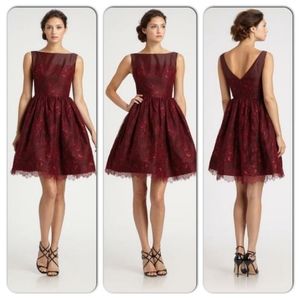 Monique Lhuillier Lace Overlay Cocktail Dress